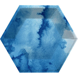 Watercolor Wash Blue Luncheon Plate, 8" Hexagon, Blue, 8 ct Party Supplies by Creative Converting