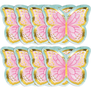 Butterfly Shimmer Butterfly Shaped Plate, Foil 8ct
