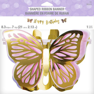 Butterfly Shimmer Letter Ribbon Banner, Foil 1ct