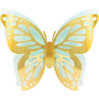 Butterfly Shimmer 3D Wall Decoration, Foil 3ct