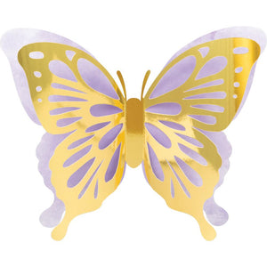 Butterfly Shimmer 3D Wall Decoration, Foil 3ct