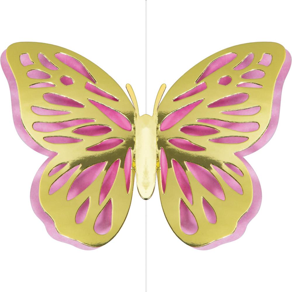 Butterfly Shimmer Hanging Cutouts w/ Honeycomb, Foil 3ct