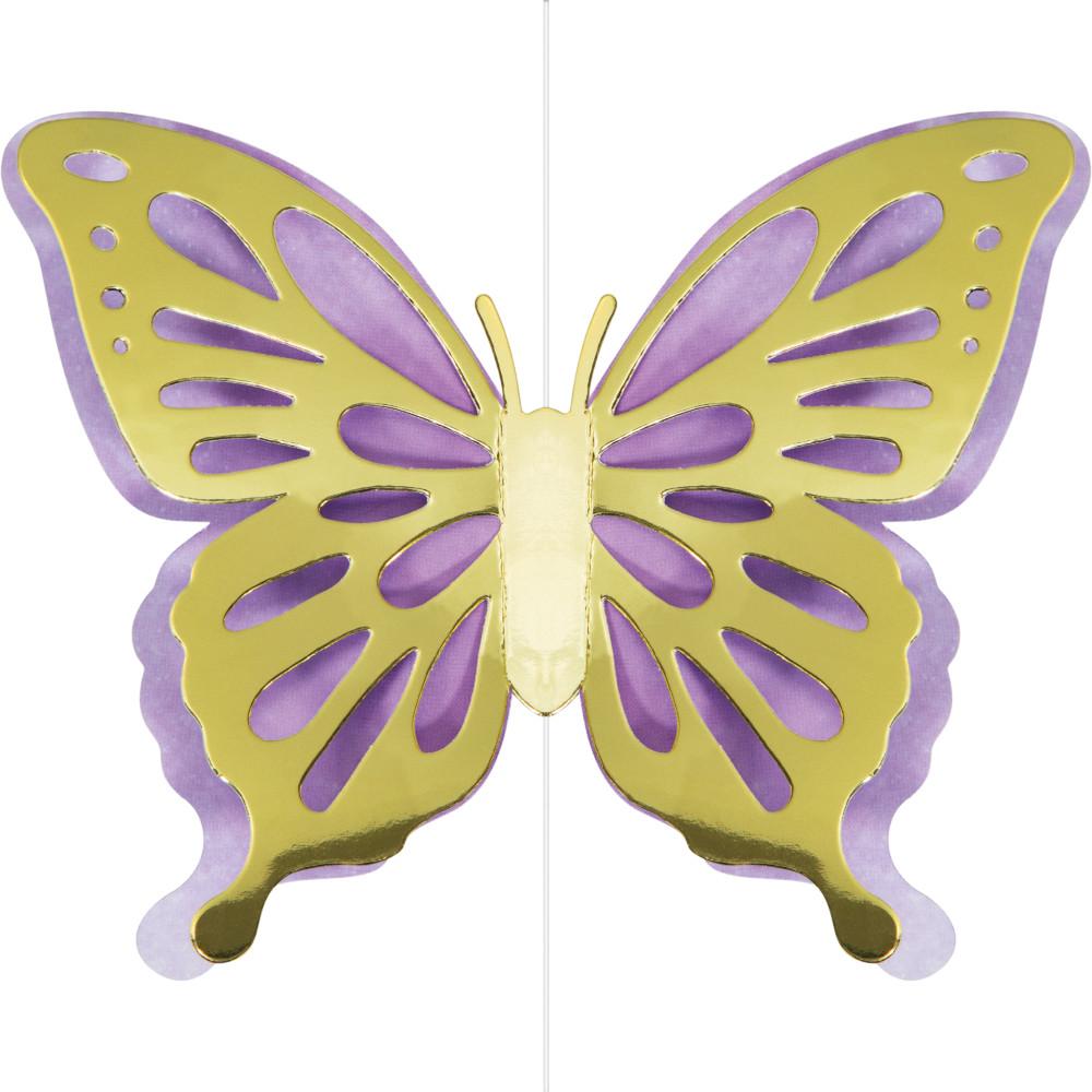 Butterfly Shimmer Hanging Cutouts w/ Honeycomb, Foil 3ct