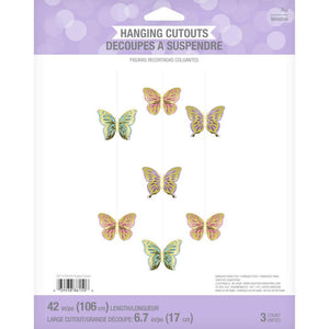 Butterfly Shimmer Hanging Cutouts w/ Honeycomb, Foil 3ct