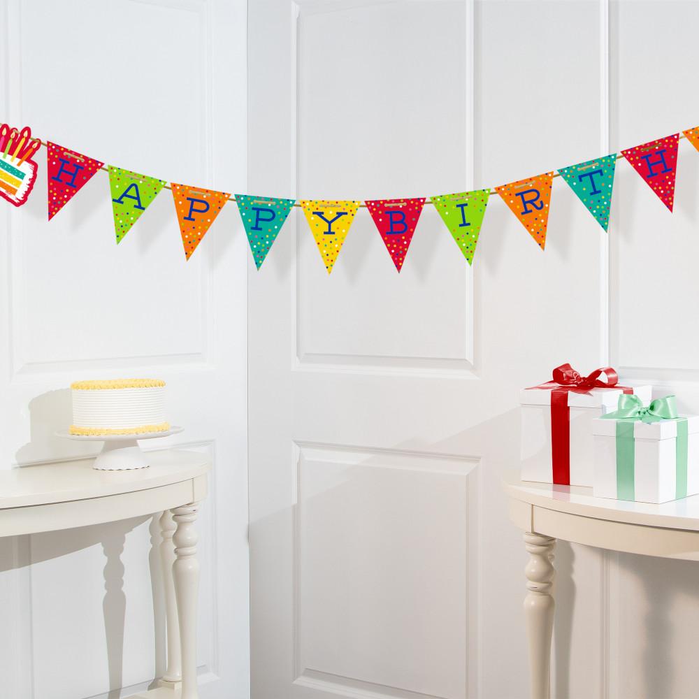 Festive Cake Shaped Banner w/ Ribbon 1ct