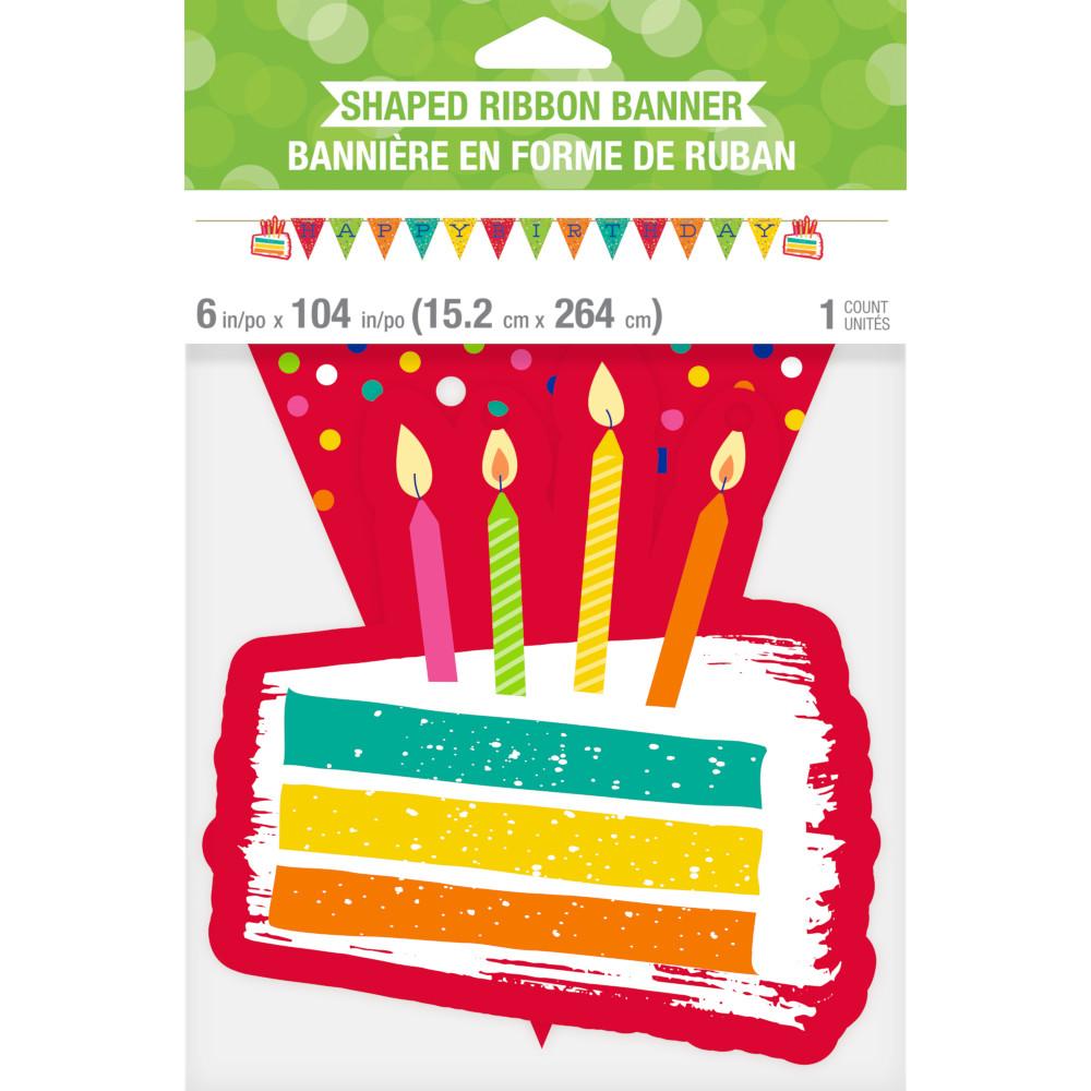 Festive Cake Shaped Banner w/ Ribbon 1ct