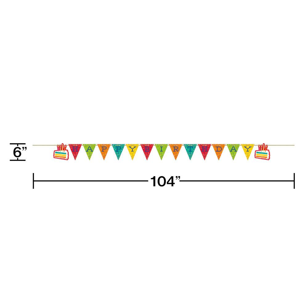 Festive Cake Shaped Banner w/ Ribbon 1ct