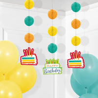 Festive Cake Hanging Cutouts w/ Honeycomb 3ct