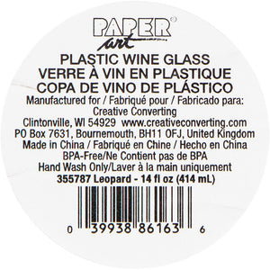 Leopard 14oz Stemless Wine Glass, Foil 1ct