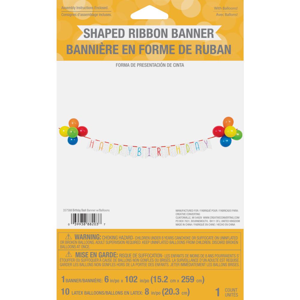 Balloon Bash Ribbon Banner w/ Latex Balloons 1ct
