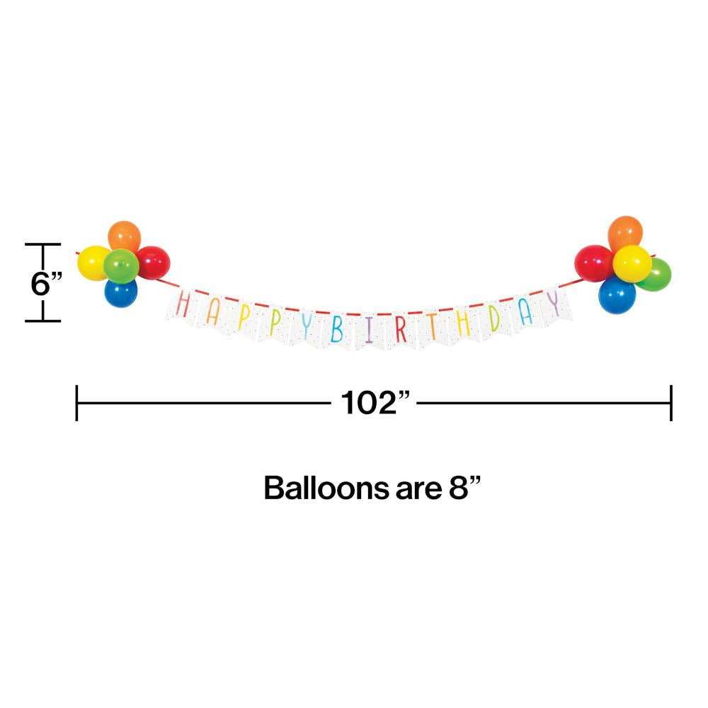 Balloon Bash Ribbon Banner w/ Latex Balloons 1ct