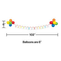 Balloon Bash Ribbon Banner w/ Latex Balloons 1ct