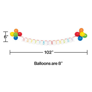 Balloon Bash Ribbon Banner w/ Latex Balloons 1ct