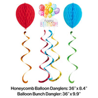 Balloon Bash Hanging Decoration w/ HC and Danglers 3ct