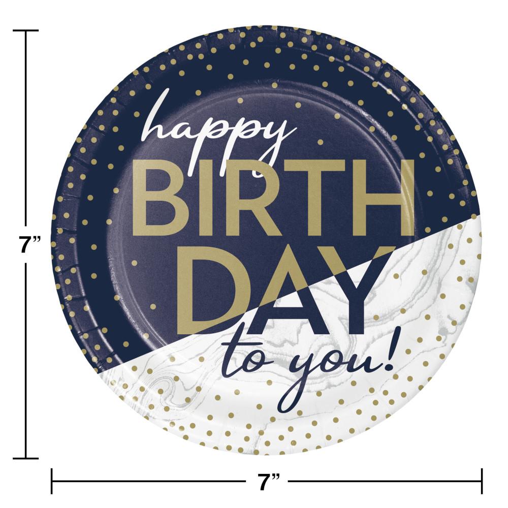 Navy & Gold Milestone Dessert Plate 8ct