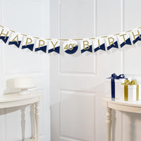 Navy & Gold Milestone Banner with Tassels & Stickers 1ct