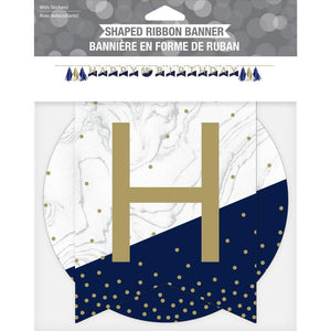 Navy & Gold Milestone Banner with Tassels & Stickers 1ct