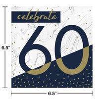 Navy & Gold Milestone Luncheon Napkin, 60 16ct