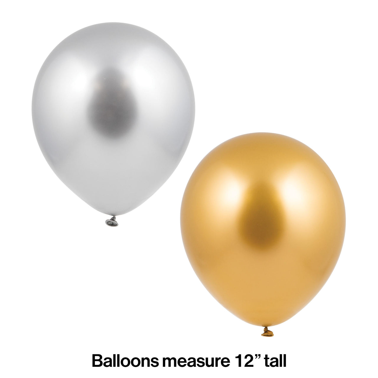 Birthday Latex Balloons 12" Silver Gold Metallic 12ct