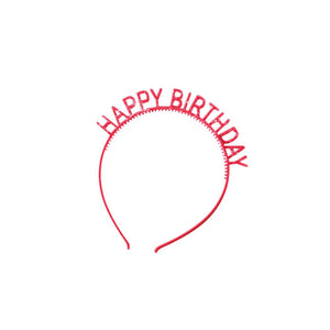 Birthday Plastic Headbands w/ Glitter 4ct