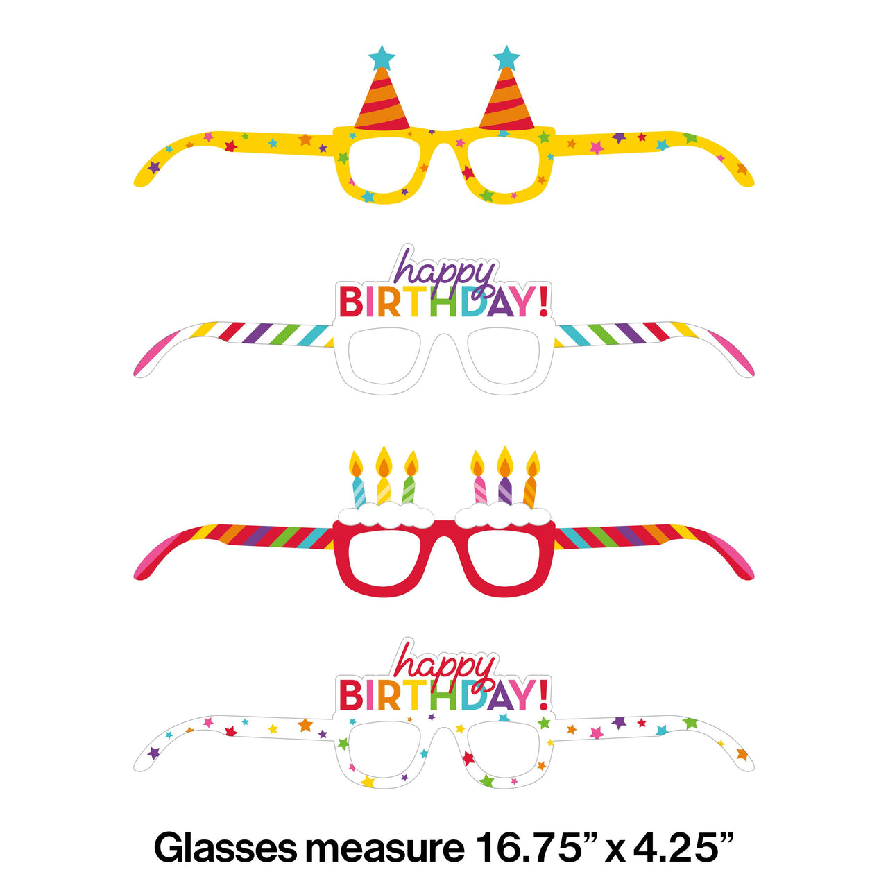 Birthday Paper Glasses 4ct