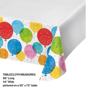 Confetti Balloons Tablecover, Plastic 48" x 88" 1ct