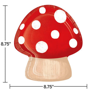 Party Gnomes Mushroom Shaped Plate 8ct