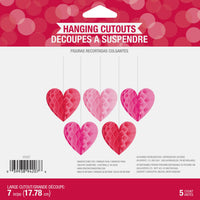 Valentine Hearts Hanging Cutouts w/ Honeycomb (5/Pkg)