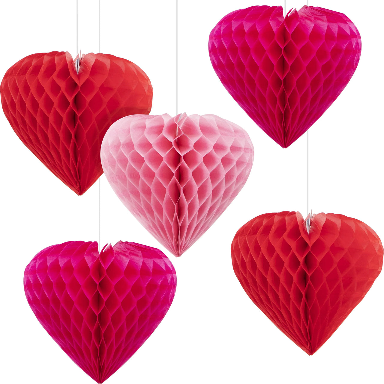 Valentine Hearts Hanging Cutouts w/ Honeycomb by Creative Converting