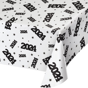 Freestanding Plastic Tablecover, Clear, 2024 All Over Print by Creative Converting