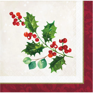 Holiday Holly Beverage Napkin by Creative Converting