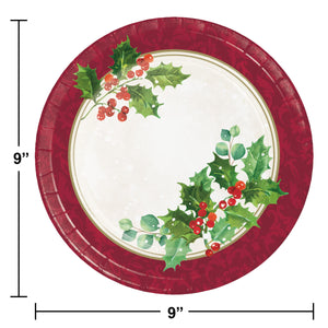 Holiday Holly Dinner Plate (8/Pkg)
