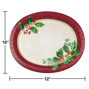 Holiday Holly Oval Platter (8/Pkg)