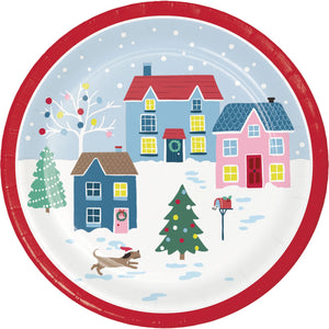Christmas Village 7 Inch Dessert Plate by Creative Converting