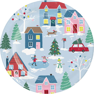 Christmas Village Dinner Plate by Creative Converting
