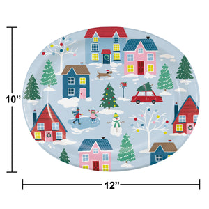 Christmas Village Oval Platter (8/Pkg)