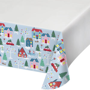Christmas Village Paper Tablecover Border Print, 54" x 102" by Creative Converting