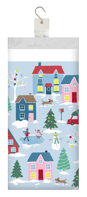 Christmas Village Paper Tablecover Border Print, 54" x 102" (1/Pkg)