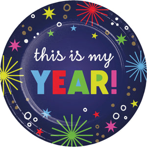 Beaming New Year 7 Inch Dessert Plate by Creative Converting