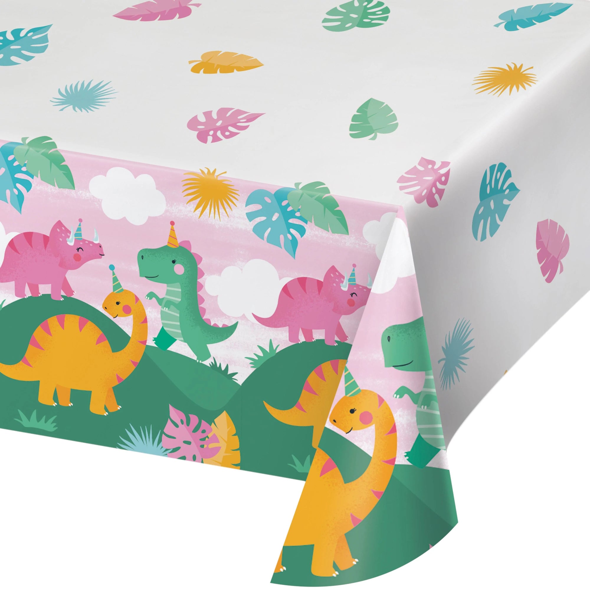 Girl Dino Party Tablecover, Paper 54" x 102" by Creative Converting