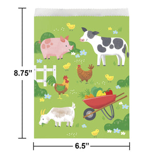 Farm Animals Paper Treat Bags, Large (8/Pkg)