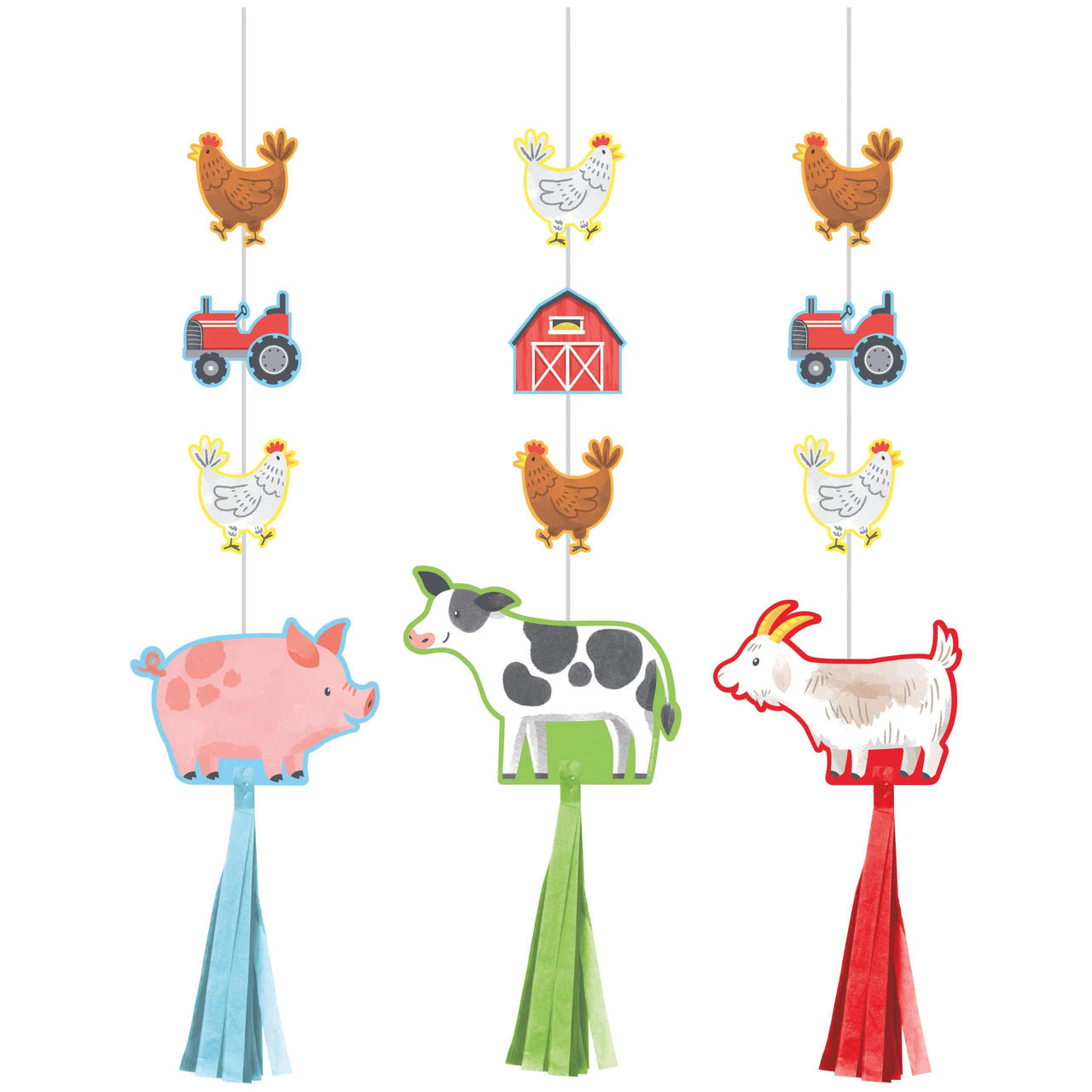 Farm Animals Hanging Cutouts w/ Tassels