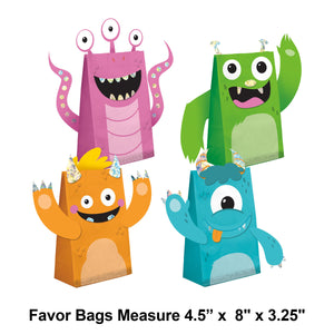 Monsters Paper Treat Bags with Attachments (8/Pkg)