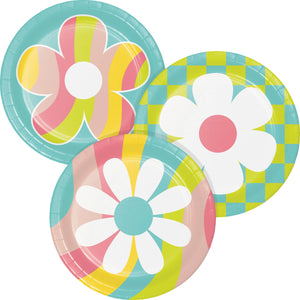 Flower Power 7 Inch Dessert Plate, Assorted Designs by Creative Converting