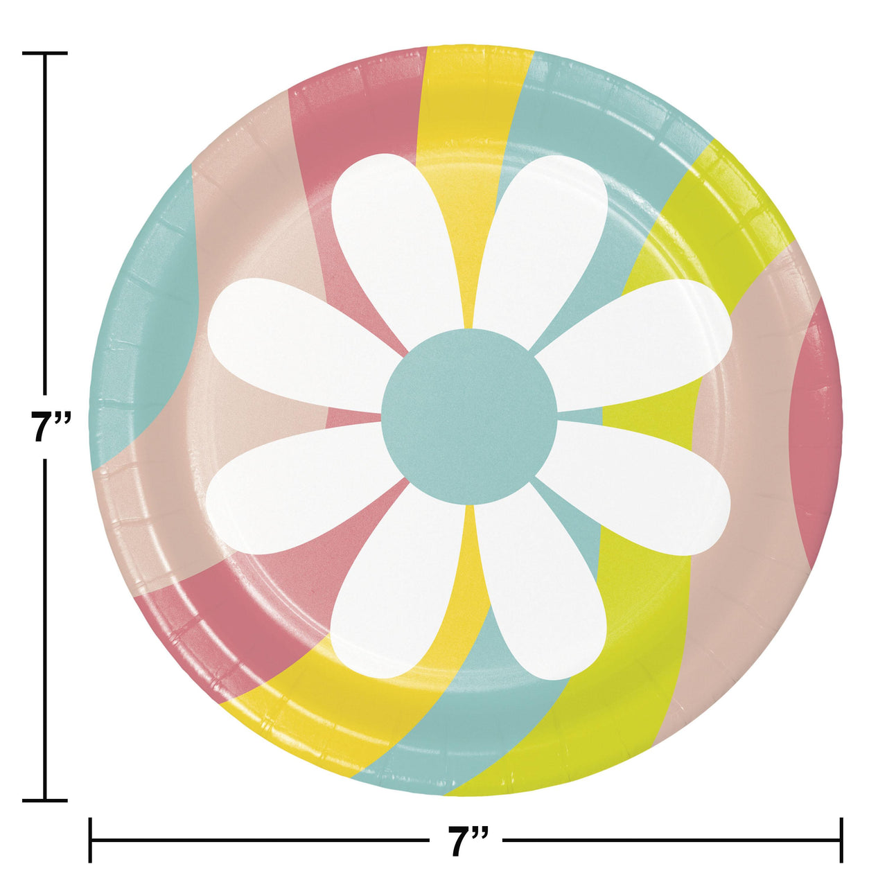 Flower Power 7 Inch Dessert Plate, Assorted Designs (8/Pkg)