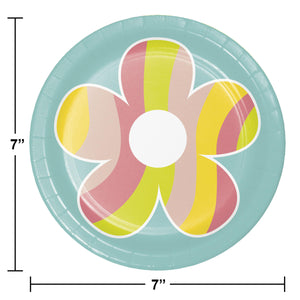 Flower Power 7 Inch Dessert Plate, Assorted Designs (8/Pkg)