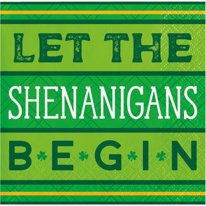 Shamrock and Roll 2 Ply Beverage Napkin, Shenanigans (16/Pkg) by Creative Converting