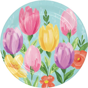 Tulip Blooms Paper Dessert Plate (8/Pkg) by Creative Converting