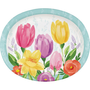 Tulip Blooms Paper Oval Platter (8/Pkg) by Creative Converting