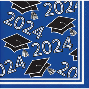 Blue Graduation Class of 2024 2Ply Beverage Napkin (36/Pkg) by Creative Converting
